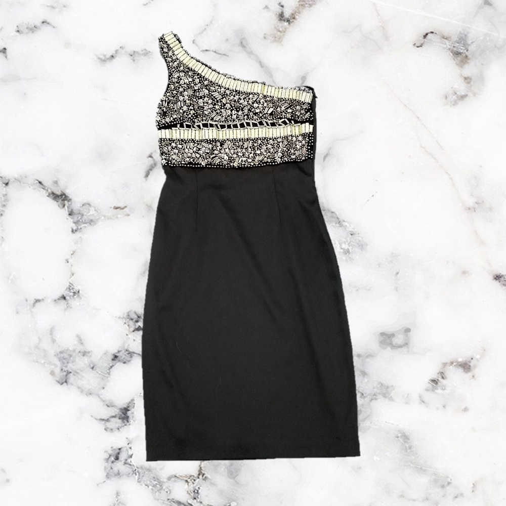 David Meister One Shoulder Dress